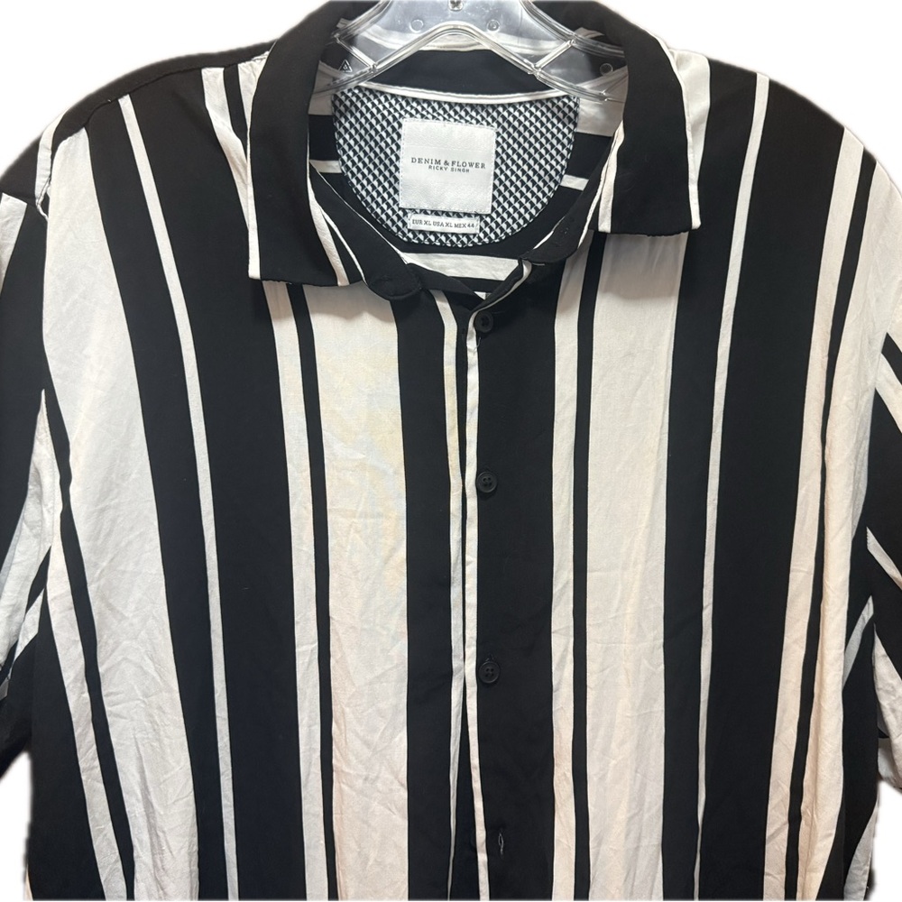 Denim & Flower Black and White Shirt